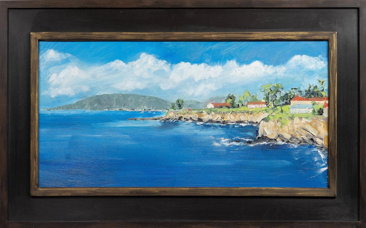 Original 13 x 27 Oil Painting Edwayen Ocean Park Shell Beach California