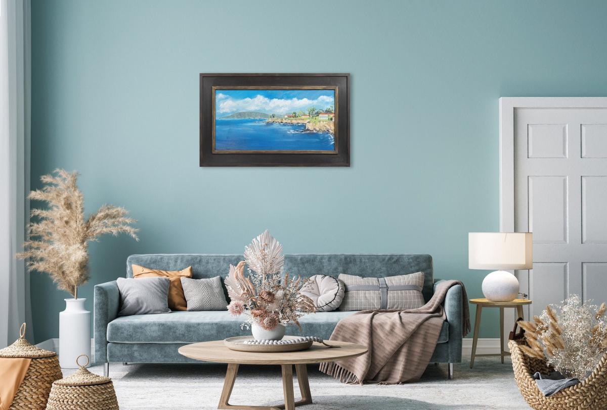 Original 13 x 27 Oil Painting Edwayen Ocean Park Shell Beach California