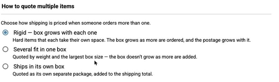 The How to quote multiple items setting on the product edit form
